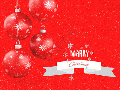 红色圣诞球传统的装饰品冬季快乐节日和圣诞快乐的概念图片
