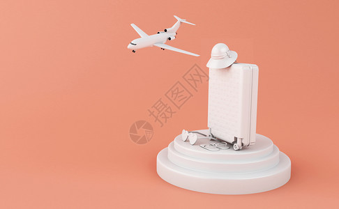 飞机模型和旅行箱3d视图图片
