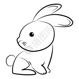 黑白线稿兔子背景图片
