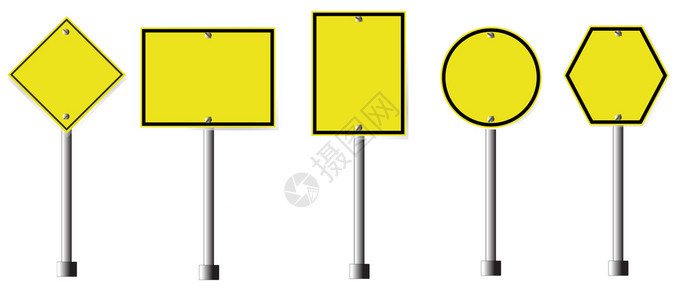 黄色路标在白背景平板风格黄色路标上设置图黄色路通过电话设置用于网站计标识应用程序i路标符号图片