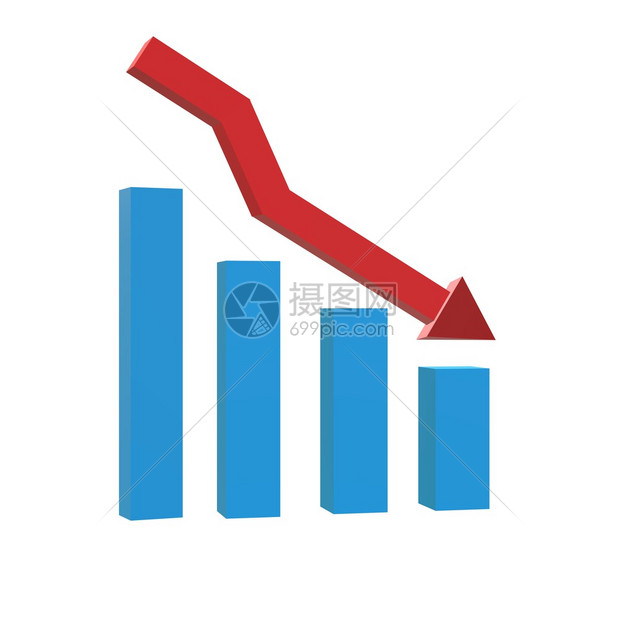 3d图表上面有黑色背景的条下降图标平板样式图形表标用于网站设计标志应用程序即商业损失符号图表上面有箭头符号减少图片