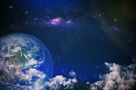 幻想夜空视图蓝色天中有云和奶的地球背景超真实图像此的元素由nas提供图片
