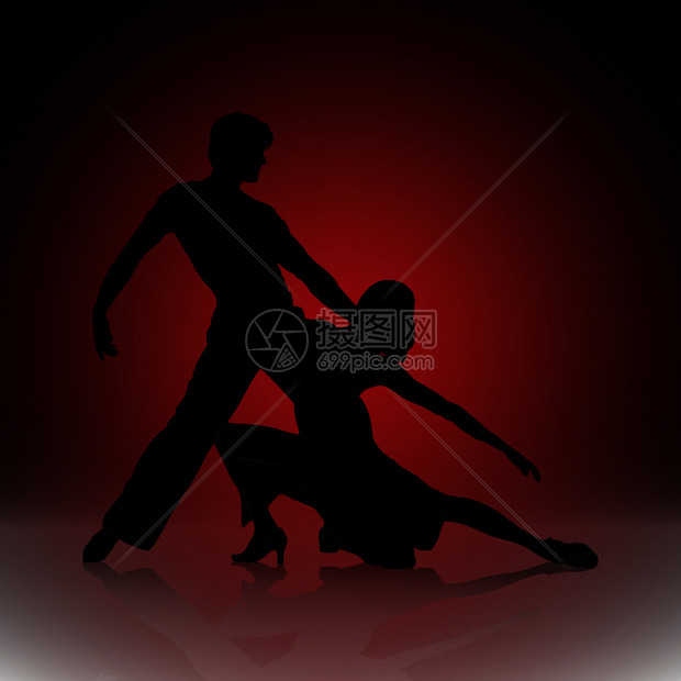 红城背景的男女舞蹈图片