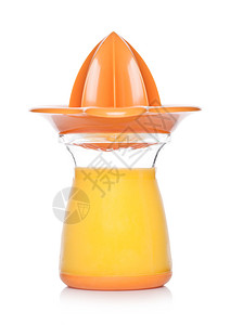 新鲜橙汁白底色的塑料果汁罐图片