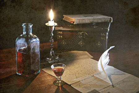 古老的历史仍然用蜡烛和信以背书面的蜡烛和信生活图片