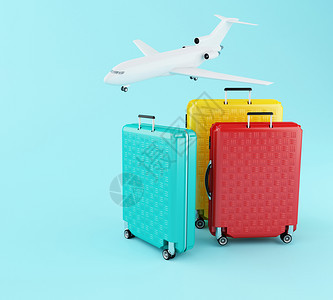 飞机模型和行李箱的图片图片