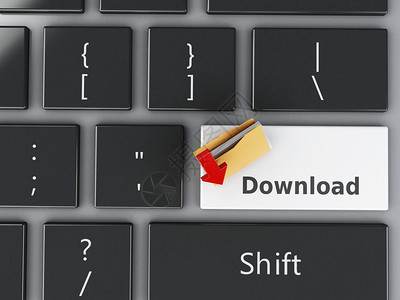 红色背景图在计算机键盘网络和多媒体概念上下载文件夹3d插图背景