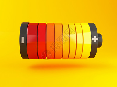全充电池组充状况指标黄色背景3d插图图片