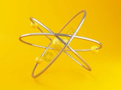 黄色背景的分子原图像分象3d插图图片