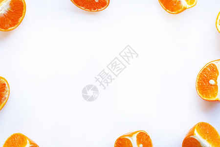 白色背景的橙柑橘水果复制空间图片