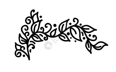 黑单线用叶子和鲜花古老的单方矢量彩礼日婚生贺卡书网络设计用叶子和花图片