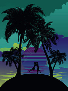 热带岛屿地貌日出背景背景图片