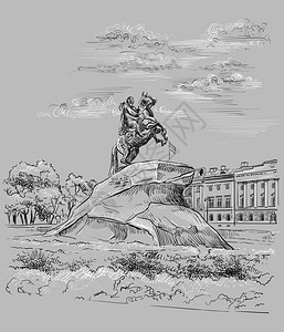 俄罗斯皇帝纪念碑的城市景象是参议院广场上的伟大人物彼得圣斯堡俄罗图片