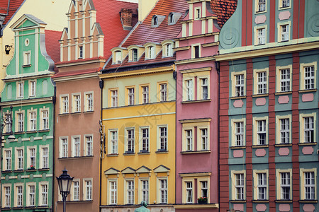 主要城市正方形的多彩wrocla建筑图片