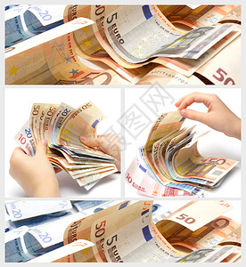 以欧元纸币和手头欧元纸币图片