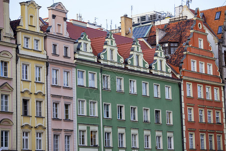 主要城市正方形的多彩wrocla建筑图片