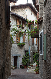 一座小城镇的房屋和街道景象图片