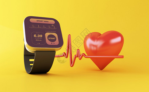 手表矢量3d说明用健康应程序图标进行智能观察技术和健康生活方式概念背景