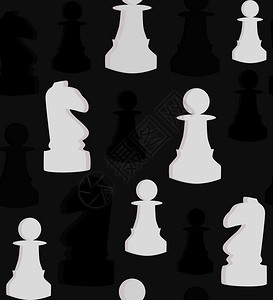 无缝矢量模式象棋在灰色背景上矢量说明无缝矢量模式象棋在灰色背景上图片