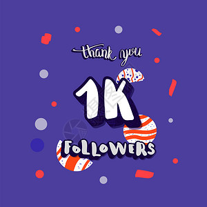 1k追随者感谢各位社交媒体模板互联网络卡10名用户的祝贺信矢量插图图片