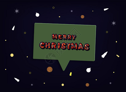 带有语言泡和darl背景的圣诞记事本用于假日设计的手写字母矢量插图图片