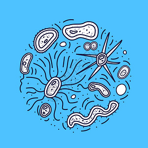 涂鸦风格细菌微生物图片