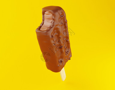 3d插图巧克力冰淇淋加奶油夏季食物概念图片