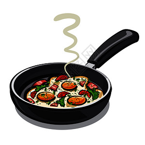 番茄煎蛋汤炒鸡蛋插画