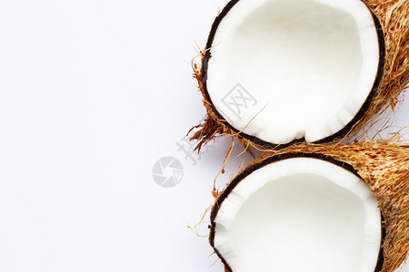 白色背景上的椰子顶部视图图片