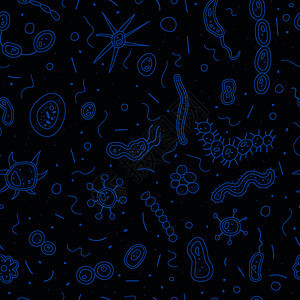细菌胞无缝模式微生物收集矢量暗面风格成分图片