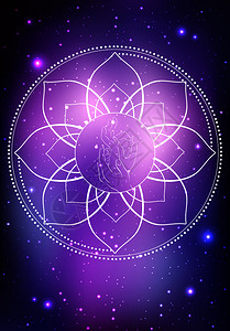 Budha和Luds框架在宇宙背景上的一手布丁和框架露珠的矢量插图您的创造力矢量元素budha和一框架的矢量插图图片