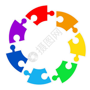 拼图圆jigsaw游戏图形标孤立和平面图解stock矢量图形图片