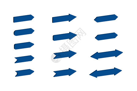 不同形状和设计及装饰配置的蓝色三维箭头背景图片