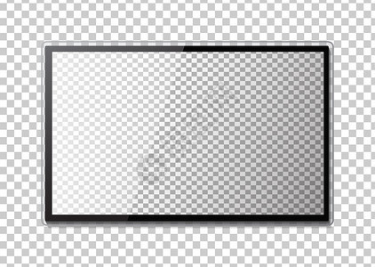 tv空带式显示器在透明背景中隔离的计算机或黑光框用于设计的矢量空白屏幕lcd等离子体面板或tv背景图片