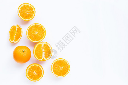 高维生素c多汁和甜白底新鲜橙子水果复制空间图片