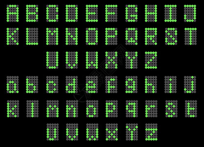绿色引导数字英语大写小字体显示引导字体数母大写体小显示在黑色背景上图片
