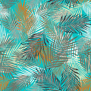 潮流异国植物无缝模式热带棕榈叶模式抽象植物背景生叶壁纸潮流织物设计矢量说明热带棕榈叶模式图片