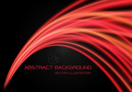 黑色技术奢侈品背景矢量插图上的抽象红色光速快曲线运动背景图片