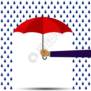 在雨滴简单设计平板下手持雨伞图片