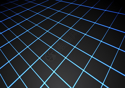 有关黑色技术背景矢量插图的抽象蓝光线网格视角图片