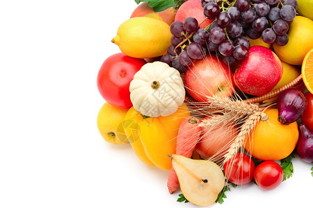 白色背景的水果和蔬菜有机健康食品免费文字空间图片