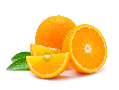 在白色背景上分离落的橙色果实图片