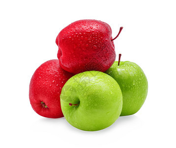 红苹果和白底带水滴图片