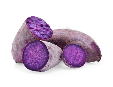 白色背景的紫甜土豆图片