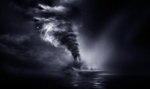 大风暴引发海洋龙卷风3d插图背景图片