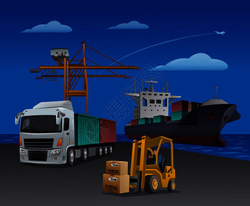 港口运输物流中心说明图图片