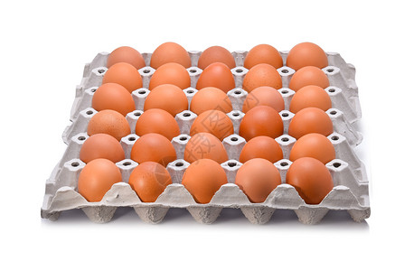 鸡蛋在箱白色背景的鸡蛋高清图片