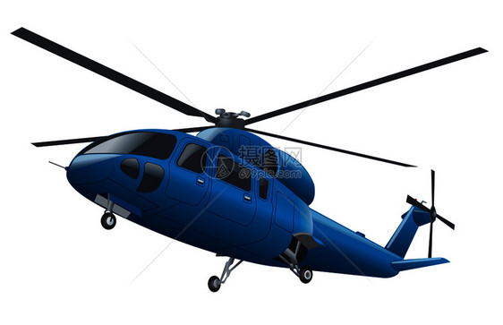 蓝色直升飞机图片