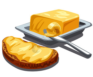 在切片面包上传播黄油的插图图片