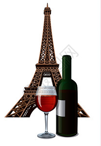法国葡萄酒和埃菲尔塔图片